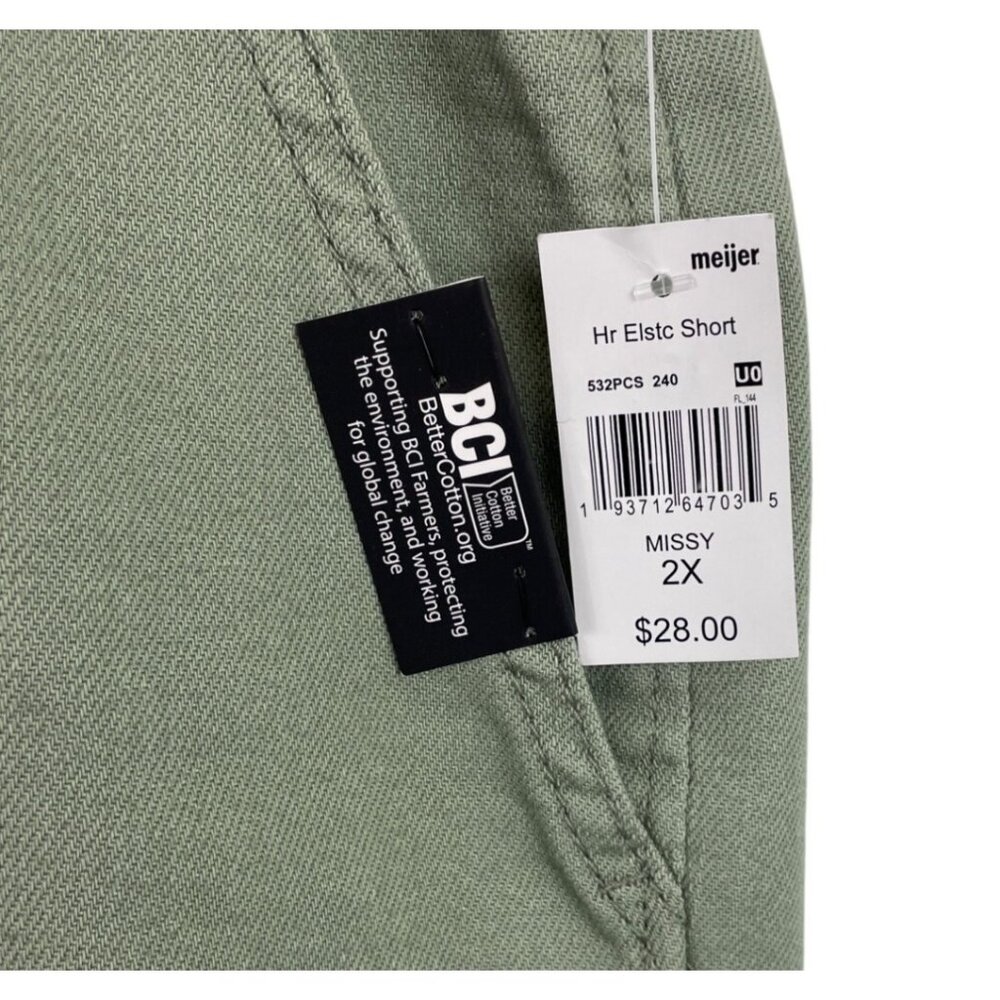 Stitch Star Womens Elastic Waist Drawstring Shorts Size 2X Green Cotton Blend - Picture 5 of 10